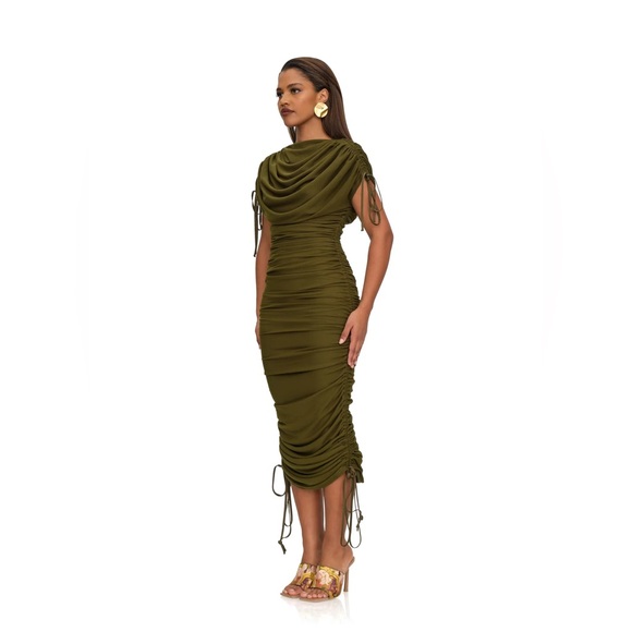Andrea Iyamah RATU MESH DRESS in Olive size small - Picture 2 of 7